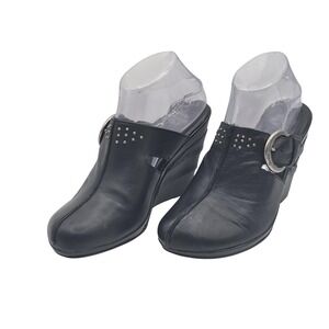 Harley-Davidson Shoes Womens Size‎ 8.5 Black Leather Mule Wedge Heels D83004